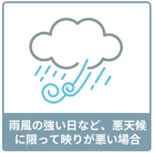 雨風の強い日など、悪天候に限って映りが悪い